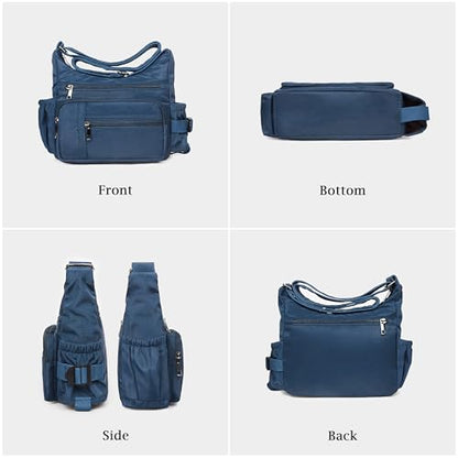 VOLGANIK ROCK RFID Anti Thief Crossbody Bag for Women Waterproof Shoulder Bag Messenger Bag Casual Nylon Purse Handbag - color: Dark Blue