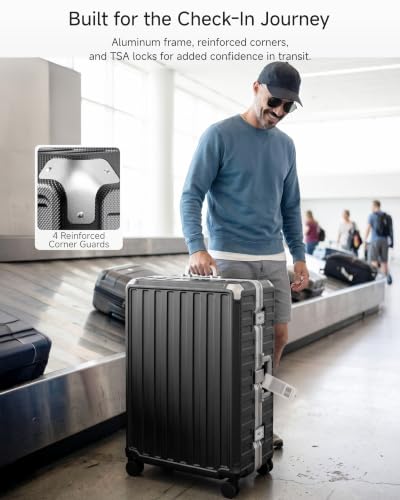 LUGGEX 26 Inch Zipperless Checked Luggage, Charcoal Metallic - color: Charcoal Metallic, size: 26 Inch