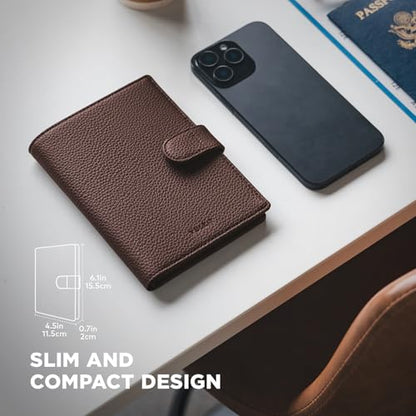VULKIT Dual Passport Wallet for RFID 2 Passports Holder - color: Espresso No Slot