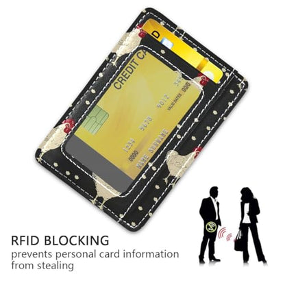 Bolaz Chicken Dot Mini Front Pocket Wallet Credit Card Holder Slim RFID Blocking Sleeves for Men Women Credit Card Protector - color: Chicken Dot