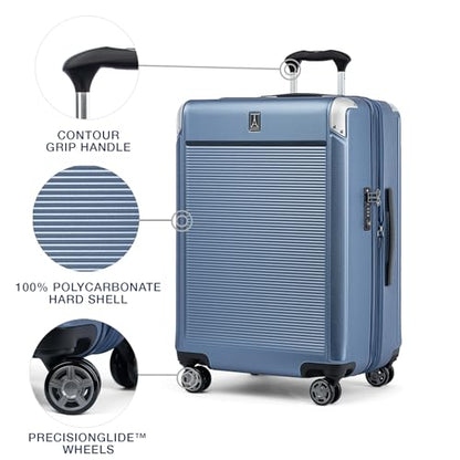 Travelpro Platinum Elite Hardside Checked Luggage, Dark Sky, 25-Inch - color: Dark Sky Blue, size: Checked- Medium 25-Inch