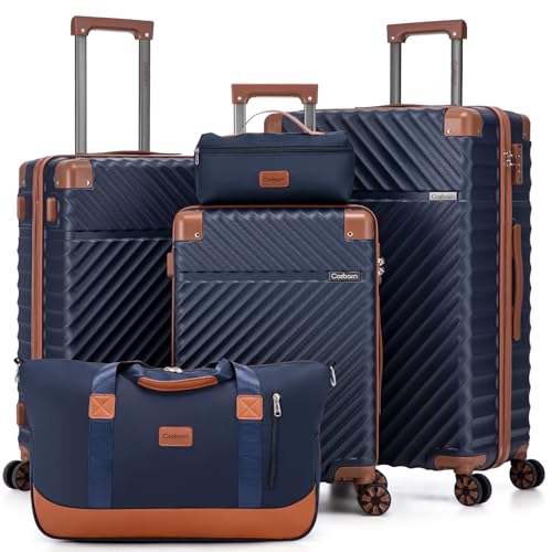Cosbarn Luggage Sets 5 Pcs Suitcases with Wheels, 20"/24"/28",DarkBlue - color: DarkBlue, size: 5 Piece Sets (20/24/28/Db/Tb)