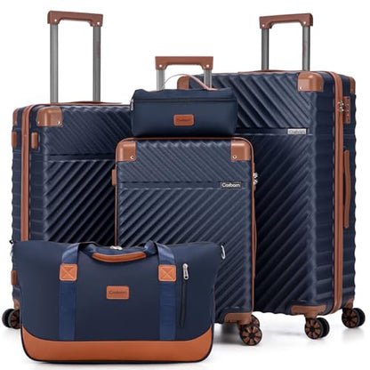 Cosbarn Luggage Sets 5 Pcs Suitcases with Wheels, 20"/24"/28",DarkBlue - color: DarkBlue, size: 5 Piece Sets (20/24/28/Db/Tb)