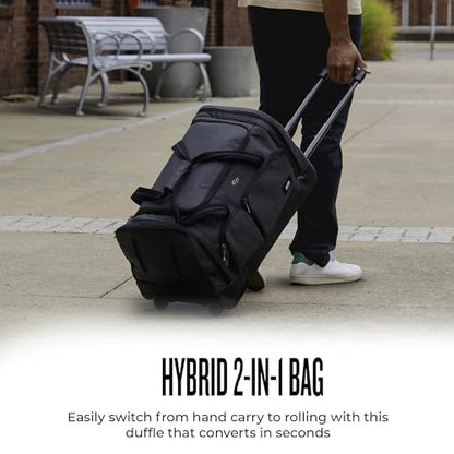 Solo New York Rolling Duffle Bag with Wheels - Wheeled Carry On Luggage for Travel, Roller Duffel for Men & Women, Telescoping Handle System, Separate Shoe & Laundry Compartment - Leroy, Gray - color: Grey