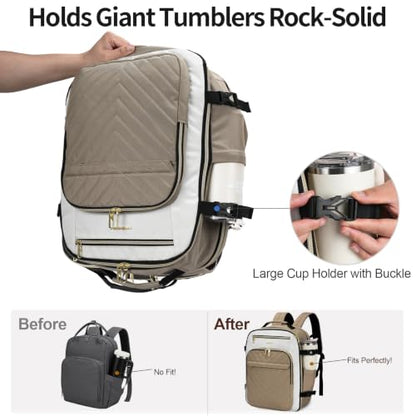 VANKEAN 50L Water- Resistant Laptop Backpack for Women College - color: Beige/Khaki, size: 50L