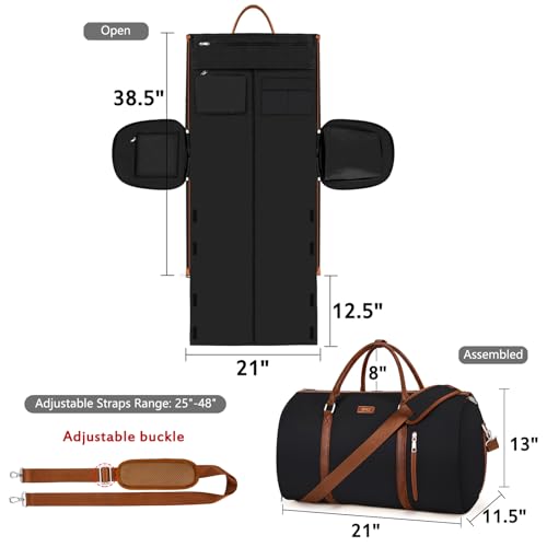Convertible 2-in-1 Garment Bags for Travel with Waterproof Shoe Compartment - color: 2-Black