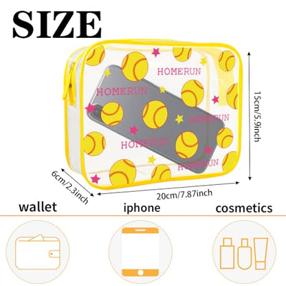 TSA Approved Toiletry Bag-2Pack,Clear Makeup Bags - color: Yellow Baseball-2pcs