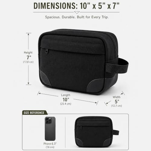 Travel Toiletry Bag,Toiletry Bag for Men,Hanging Toiletry Organizer Dopp Ki - color: Black