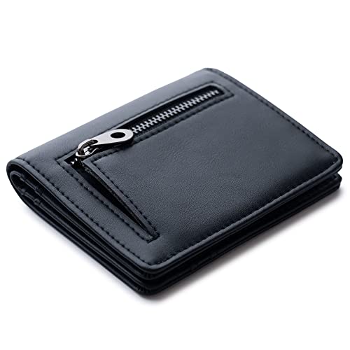 Alldaily Small RFID Wallet for Women Slim Compact Bifold Pocket Ladies Travel Mini Purse (Black) - color: Black