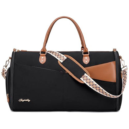 Joyrally Convertible Garment Duffle Bag for Women, 40L Carry-On, Black - color: Black