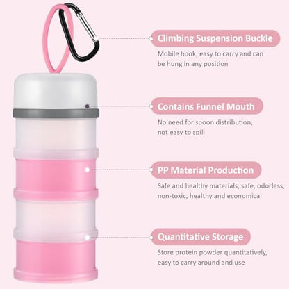 Baderke 2 Pcs Protein Powder Travel Container with Funnels Stand, Pink, White - color: Pink, White