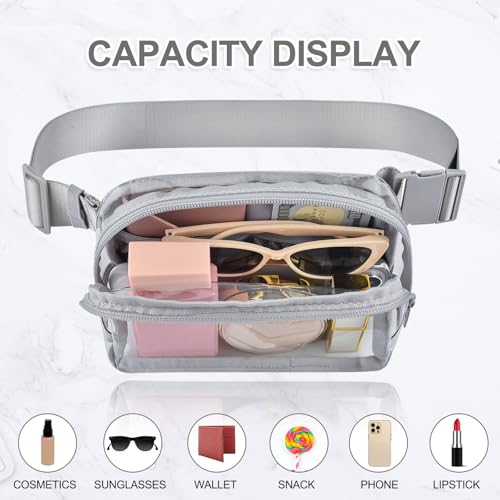 Clear Fanny Pack Stadium Approved Samll Waist Bag - color: Grey