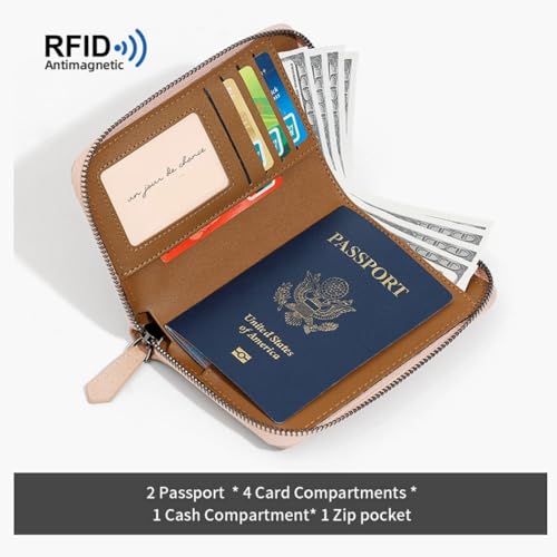 Passport Holder for Travel RFID Blocking Wallet Women Handbag Credit Cards Flight Ticket Organizer Card Holder (Wine) - color: Wine