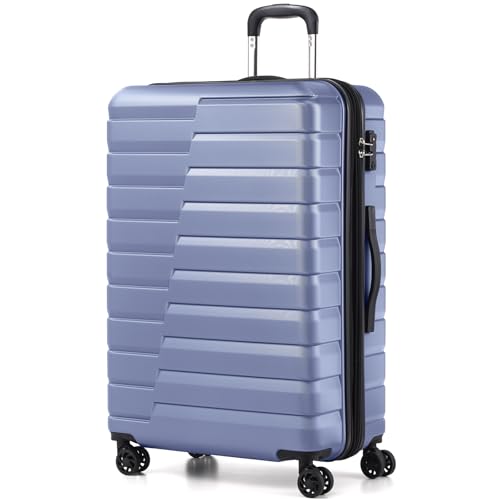 Coolife Lightweight Luggage with TSA Lock,Large Checked Blue - color: Blue, size: Large(28in)