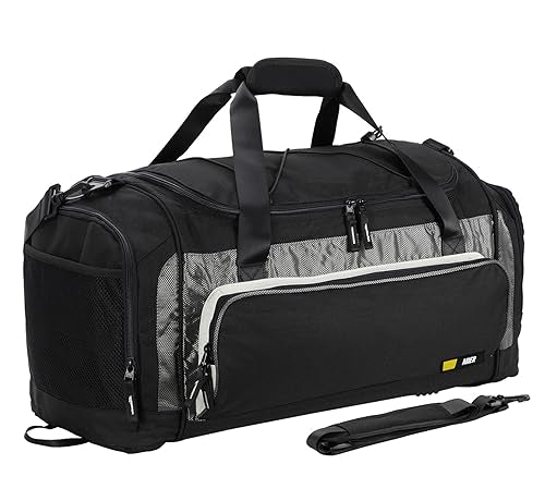 MIER Large Gym Bag for Men 60L Duffel Bag with Shoe Compartment - color: Black