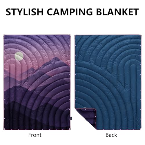 Puffy Camping Blanket Large Camp Blanket Outdoor Camping Quilt - color: Cas-purple, size: 52x75"