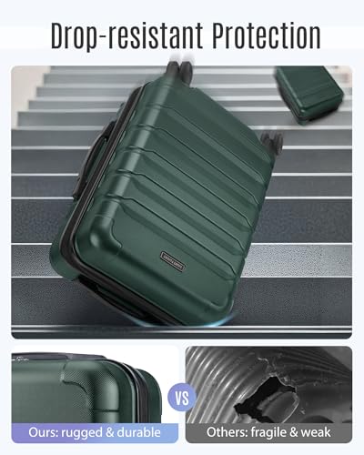 LIGHT FLIGHT Carry On Luggage, 20" Carry-On Suitcase, Deep Green - color: Deep Green