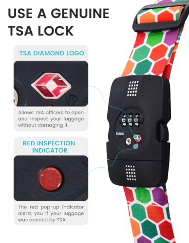 Travelkin Luggage Straps TSA Approved, Suitcase Straps with TSA Lock - color: Honeycomb