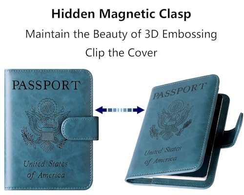 LOHASLIFE Passport Holder for Travel, Rfid Blocking Passport Cover Wallet - color: 120#Blue