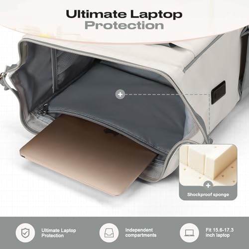 Maelstrom 15.6-17.3" Laptop Backpack with Lunch Box, Work Bag for Women Men - color: Gray-beige