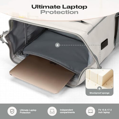 Maelstrom 15.6-17.3" Laptop Backpack with Lunch Box, Work Bag for Women Men - color: Gray-beige