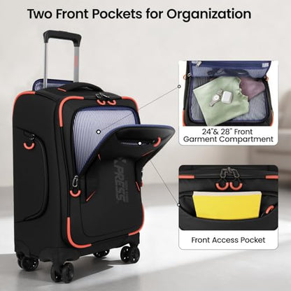 3-Piece Softside Upright Luggage Set,Waterproof Fabric - color: Black, size: 3-Piece Set (22"/26"/30'')