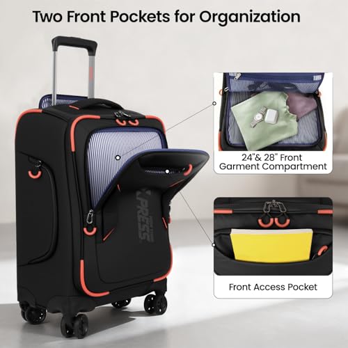 3-Piece Softside Upright Luggage Set,Waterproof Fabric - color: Black, size: 3-Piece Set (22"/26"/30'')