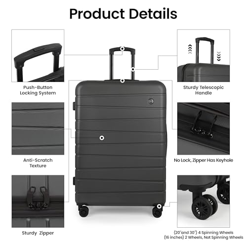 2-Piece Set(16/30in) Hardshell Suitcase w/Wheels,NO LOCK - color: Grey, size: 2-Piece Set (16"/30'')