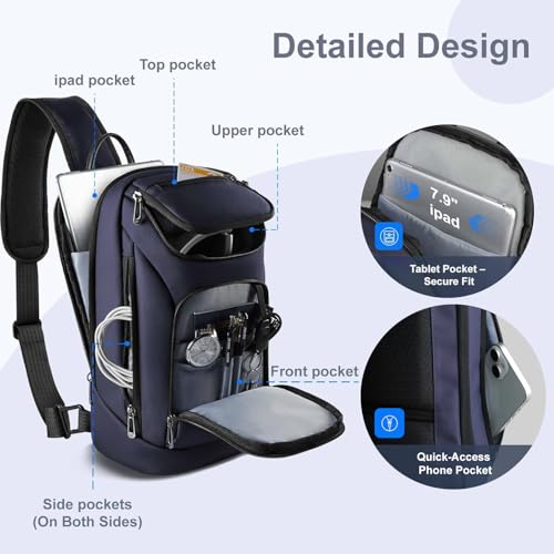 hk Sling Bag for Man, Waterproof Utility Crossbody Bag - color: Blue