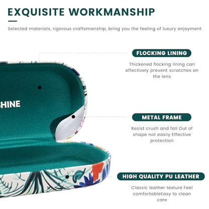 molshine Hard Shell Sunglasses Case,Classic Large Glasses Case for Women Men,Sunglass Eyeglasses - color: Flowers