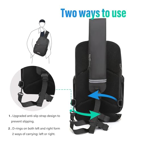 MOSISO Sling Backpack Travel Hiking Daypack,Large Crossbody Sling Bag - color: Slate Gray