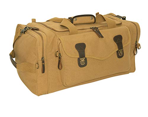 Rothco Canvas Long Weekend Bag - Rugged and Spacious Overnight Weekender Travel Duffel - color: Coyote Brown