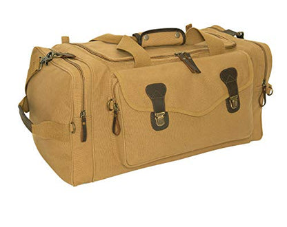 Rothco Canvas Long Weekend Bag - Rugged and Spacious Overnight Weekender Travel Duffel - color: Coyote Brown