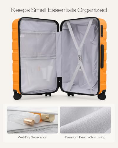 Coolife Luggage Set, Lightweight Durable Hardshell, 3 piece, Orange new - color: Orange new