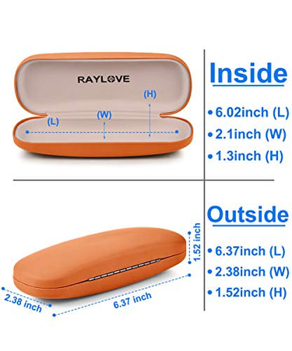 RayLove Unisex Hard Shell Eyeglasses Cases, Protective Case For Glasses - color: Orange