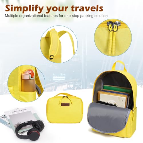 ABS+PC Carry on Luggage set with backpack 3 Pcs suitcace with Spinner wheels TSA Lock 20-In hardshell Lightweight Luggage set(Yellow) - color: Yellow