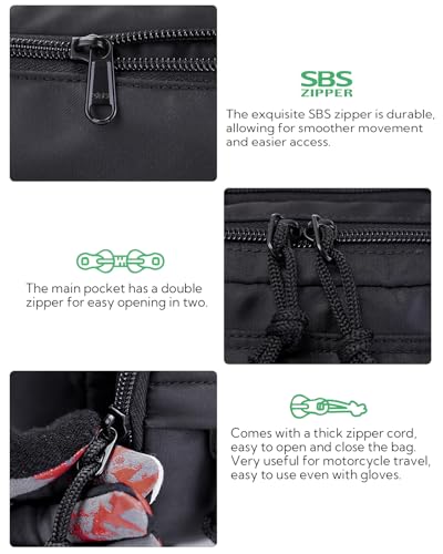 WATERFLY Fanny Pack Waist Bag: 2.5L Large 5 Zipper Pockets for Women Men - color: Black-01