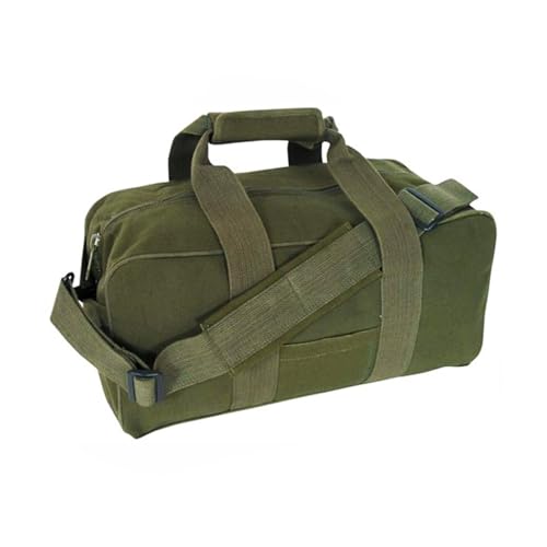FOX OUTDOOR PRODUCTS Heavy-Duty Cotton Canvas All-Around Gear-Hauling Bag | Large Main Compartment, PVC-Lined Bottom, Self-Repairing Nylon Coil Zippers, Detachable Shoulder Strap - 3 Sizes - color: Olive Drab, size: 9 x 18-Inch
