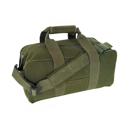FOX OUTDOOR PRODUCTS Heavy-Duty Cotton Canvas All-Around Gear-Hauling Bag | Large Main Compartment, PVC-Lined Bottom, Self-Repairing Nylon Coil Zippers, Detachable Shoulder Strap - 3 Sizes - color: Olive Drab, size: 9 x 18-Inch