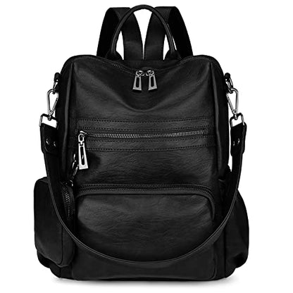 Uromee Travel Backpack Purse Women Vegan Leather Tassel Shoulder Bag - color: 262 Black