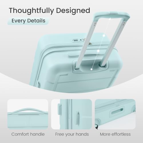 SHOWKOO G-Series Luggage set 3pcs, 100% PC Durable Hardshell Suitcase - color: Mint Green, size: 3-Piece Set (20/24/28in)