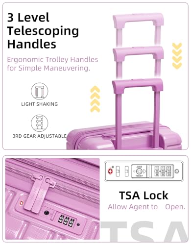 LARVENDER Carry On Luggage 22x14x9 Airline Approved, Suitcases with Wheels - color: Berry 1