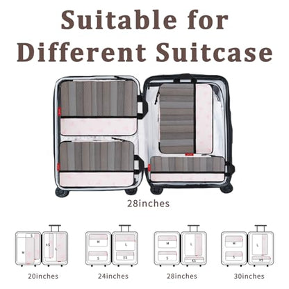 U+U 4 Set Compression Packing Cubes, Travel Organizers (Pink Bow) - color: Pink Bow, size: 4 Set