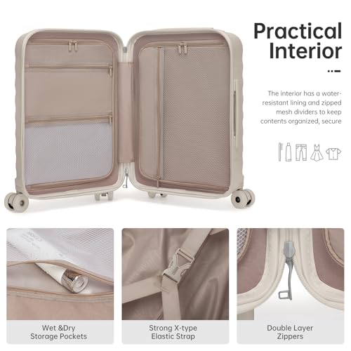 Carry On Luggage Set 3 Piece, Carry-on Suitcase With Wheels - color: DT-Oysters
