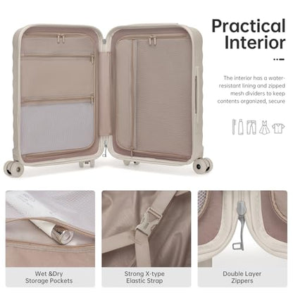 Carry On Luggage Set 3 Piece, Carry-on Suitcase With Wheels - color: BT-Oysters