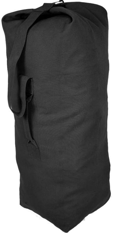 Top Load Heavyweight Cotton Canvas Tactical Military Duffle Bag Carryall Shoulder Storage Bulk Travel Bag, Black - 12" x 12" x 27" - color: Black, size: 21" x 36"