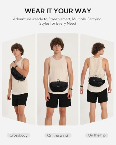 WATERFLY Fanny Pack Waist Bag: 3L Large RFID Anti-Theft for Travel - color: Black
