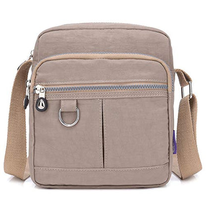 Casual Nylon Purse Handbag Crossbody Bag Waterproof Shoulder Bag for Women - color: Beige Small