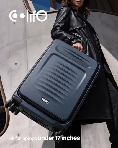 Coolife Expandable Luggage with TSA Lock Carry On Blue - color: Blue, size: 20 Inch-EXT