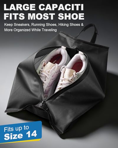 Julai Waterproof Shoe Bags for Travel, Organizer for Soccer Cleat Golf Gym - color: Black
